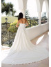 Halter Neck Ivory Satin Simple Wedding Dress